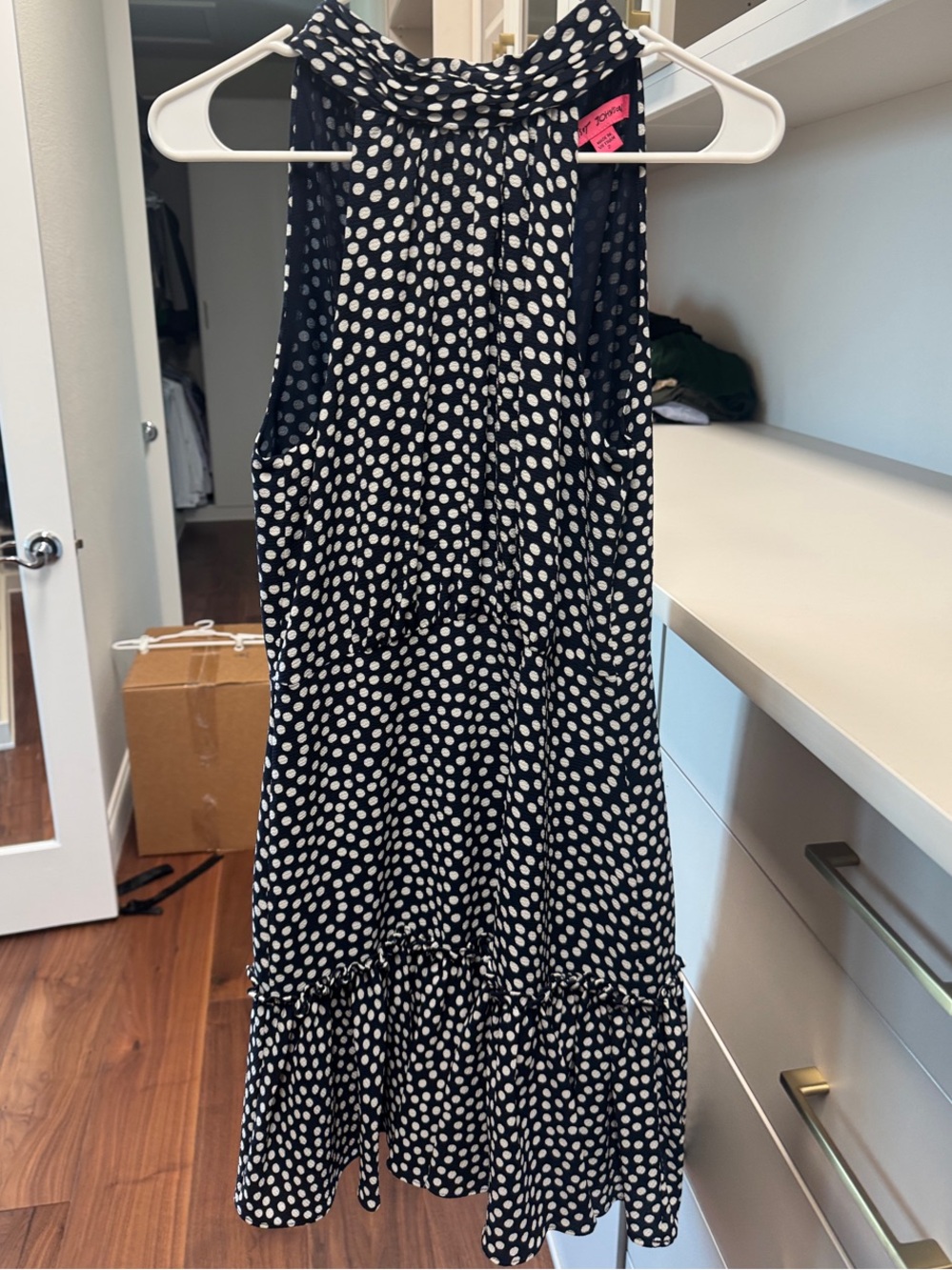 Betsey Johnson Black and White Polka Dot Halter Mini Dress